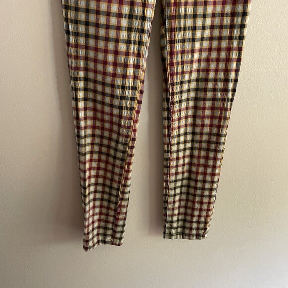 Free People Wmn 24 Plaid Academia Preppy High Waist Ella Kick Skinny Ankle Pants - Picture 3 of 11